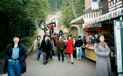 Bus tourists in Kyushu.